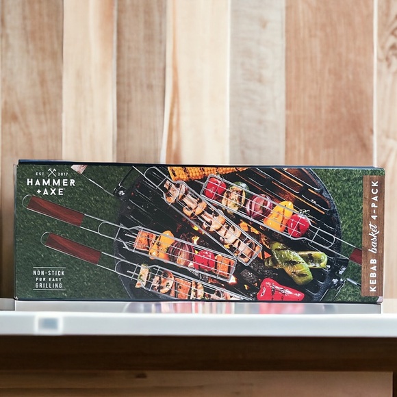 Hammer+Axe 4-Piece Kebab Basket, Non-Stick For Outdoor Grilling NWT - Picture 2 of 11